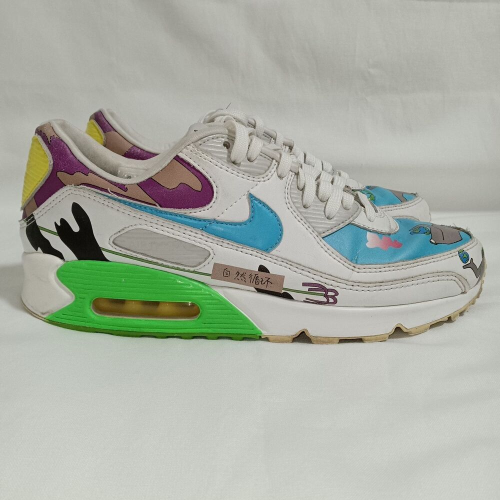 Size 9.5 - Ruohan Wang x Nike Air Max 90 Flyleather Multicolor - Picture 3 of 16